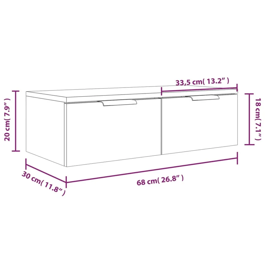 Armoire murale blanc 68x30x20 cm bois d'ingénierie - 10