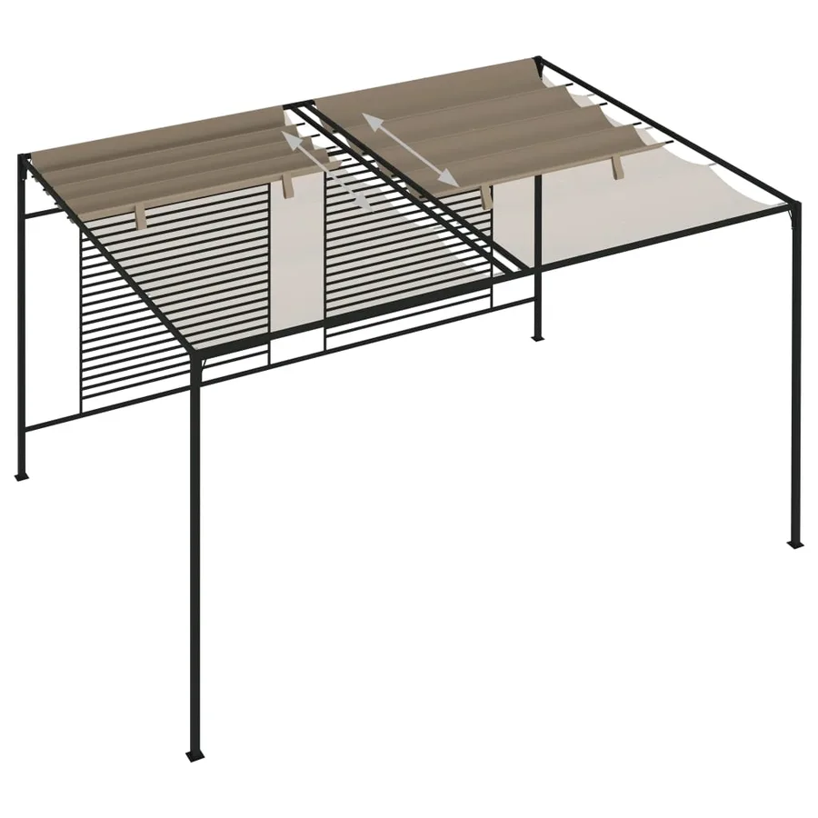 Belvédère avec auvent rétractable 3x4x2,3 m Taupe 180 g/m² - 5