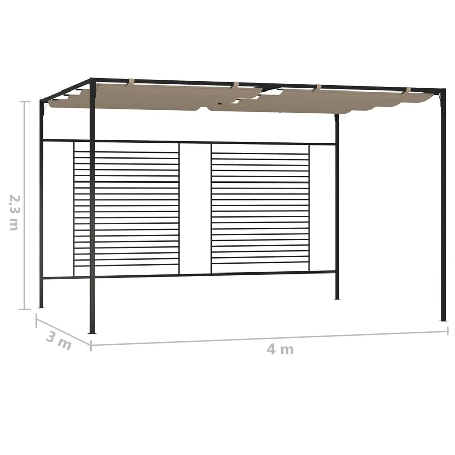 Belvédère avec auvent rétractable 3x4x2,3 m Taupe 180 g/m² - 7