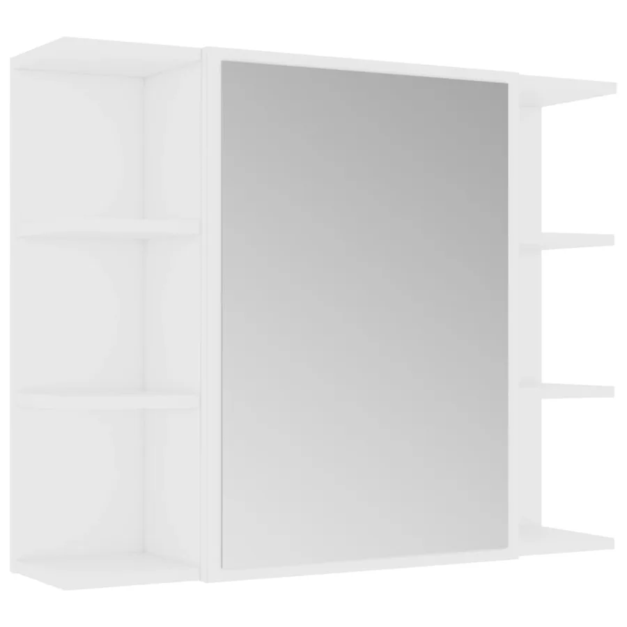 Armoire à miroir de salle de bain Blanc Bois d’ingénierie - 2