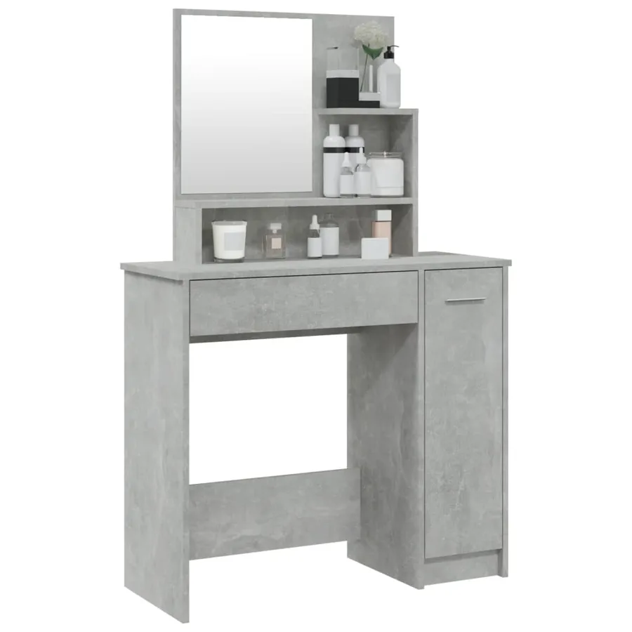 Coiffeuse avec miroir Gris béton 86,5x35x136 cm - 4