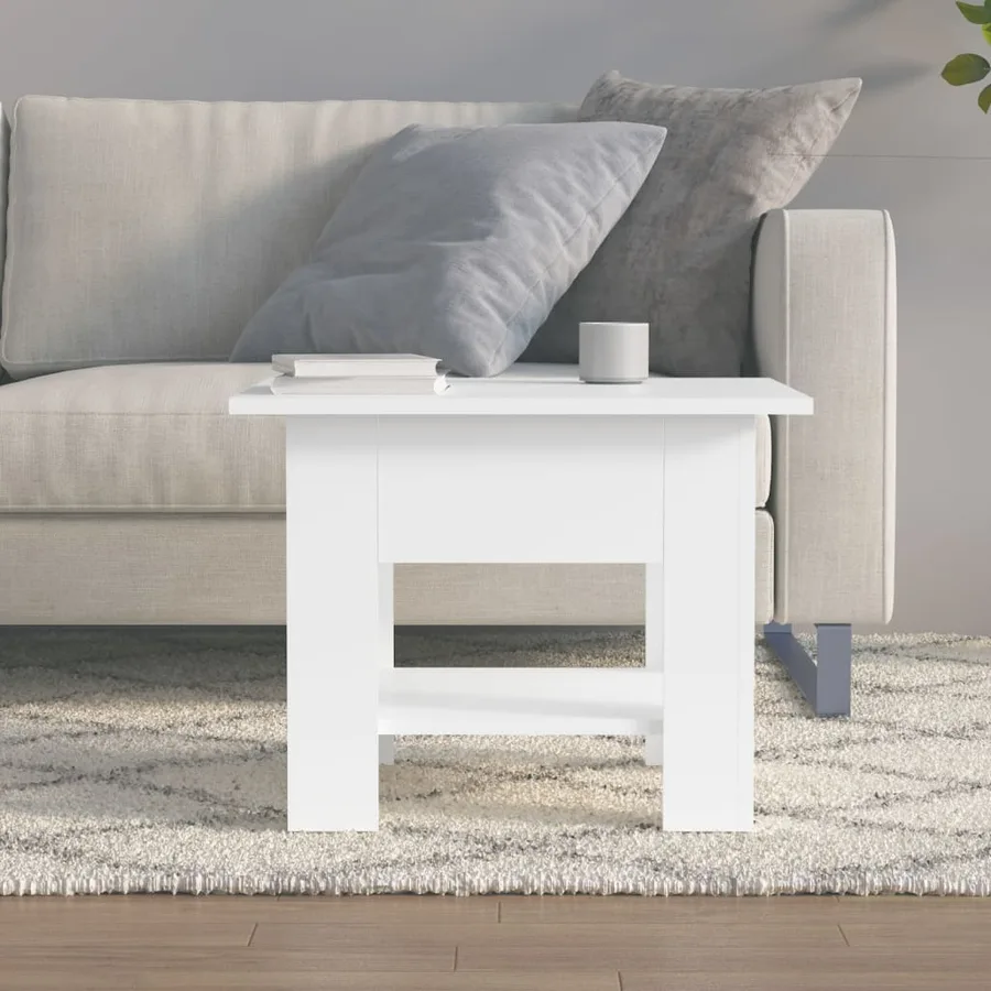 Table basse blanc 55x55x42 cm bois d'ingénierie - 3