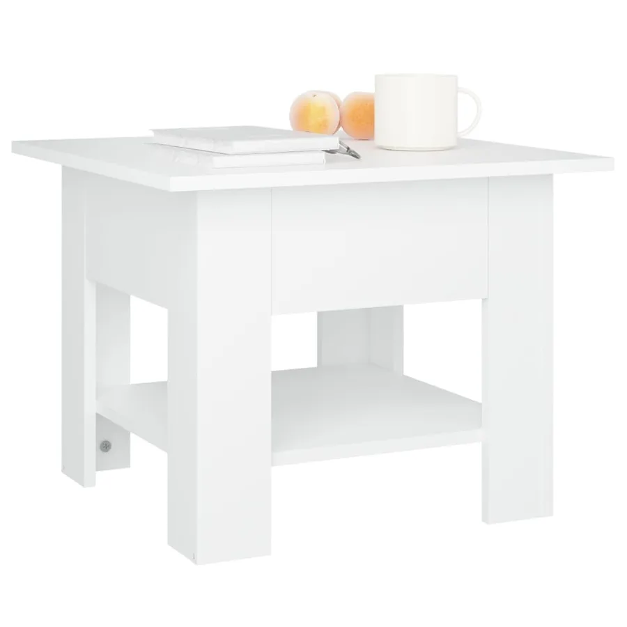 Table basse blanc 55x55x42 cm bois d'ingénierie - 5