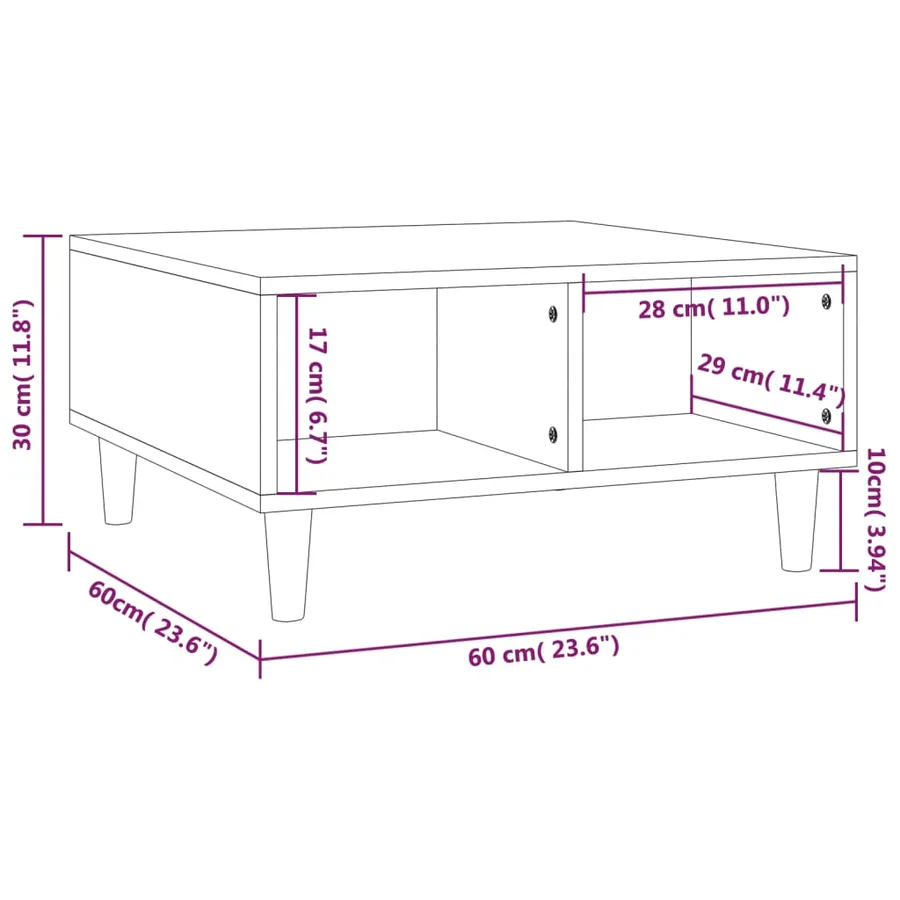 Table basse sonoma gris 60x60x30 cm bois d'ingénierie - 6