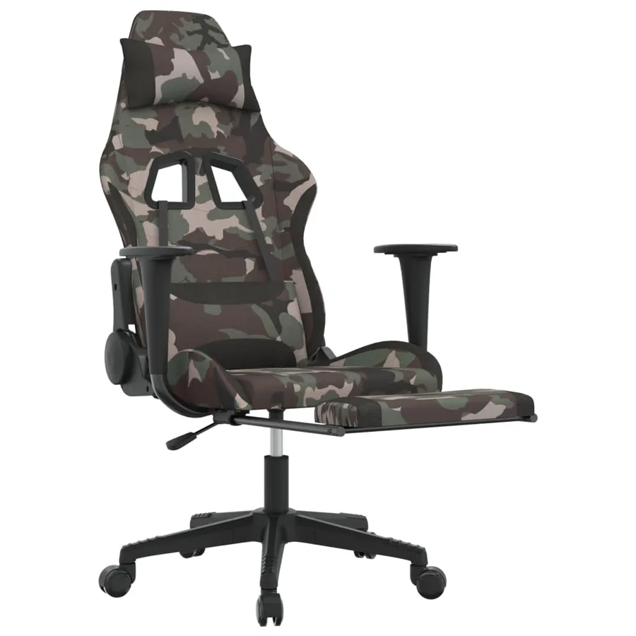 Chaise de jeu avec repose-pied Camouflage et noir Tissu - 6
