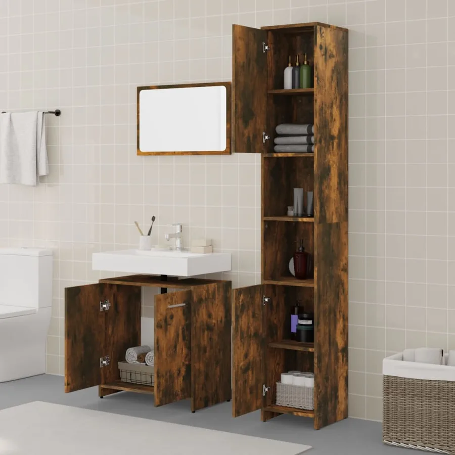 Ensemble de meubles de salle de bain 3 pcs Chêne fumé - 3