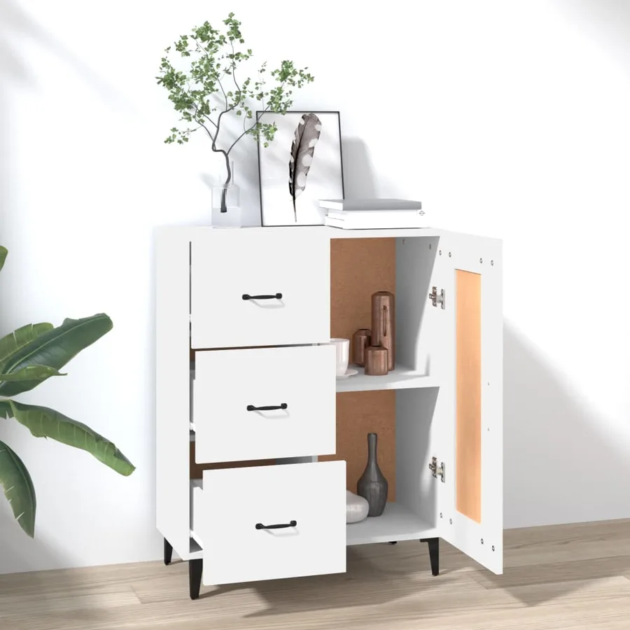 Buffet Blanc 69,5x34x90 cm Bois d'ingénierie - 3
