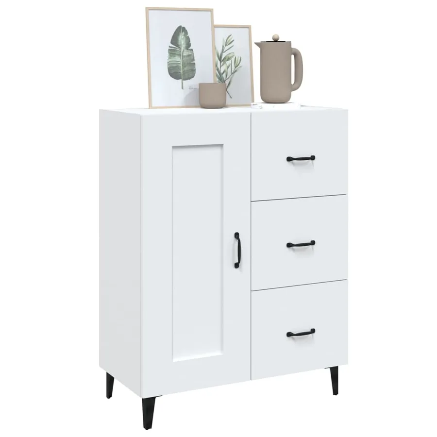 Buffet Blanc 69,5x34x90 cm Bois d'ingénierie - 4