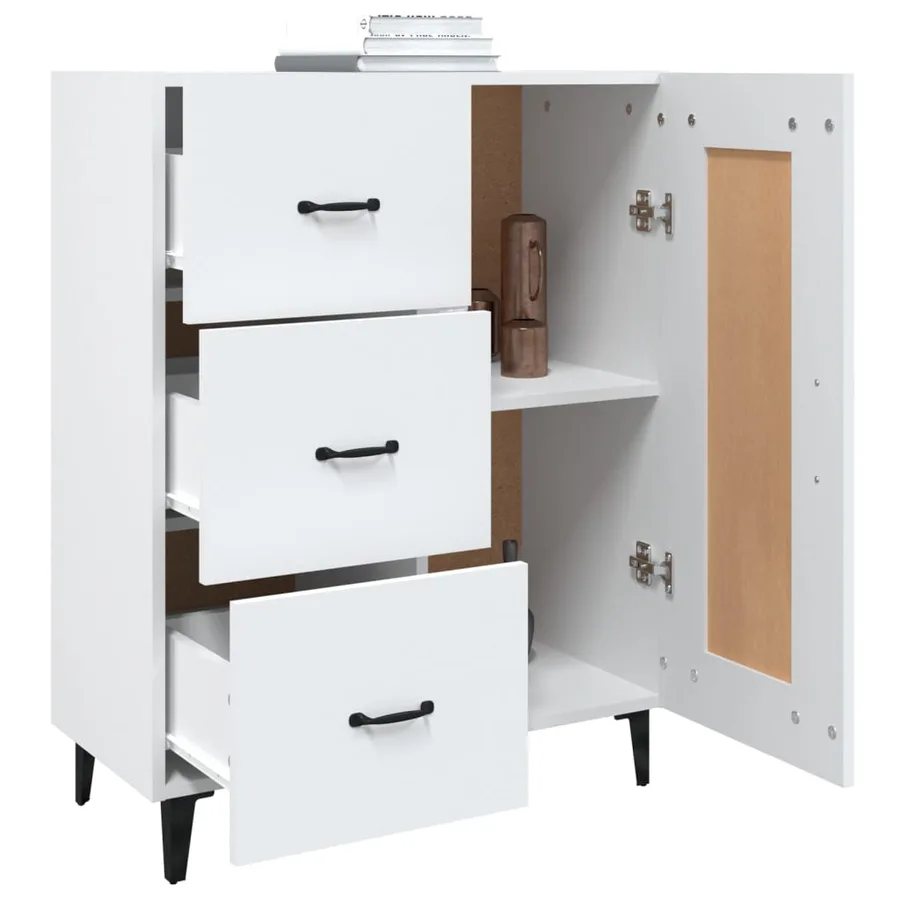 Buffet Blanc 69,5x34x90 cm Bois d'ingénierie - 5