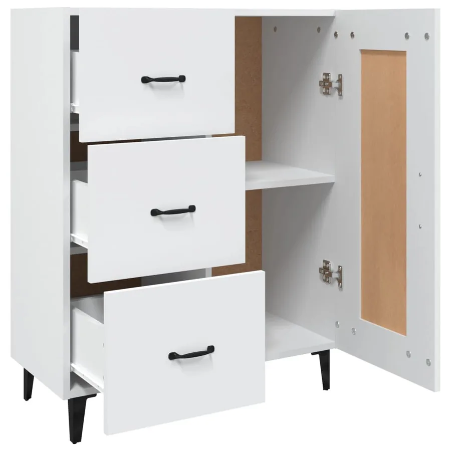 Buffet Blanc 69,5x34x90 cm Bois d'ingénierie - 6