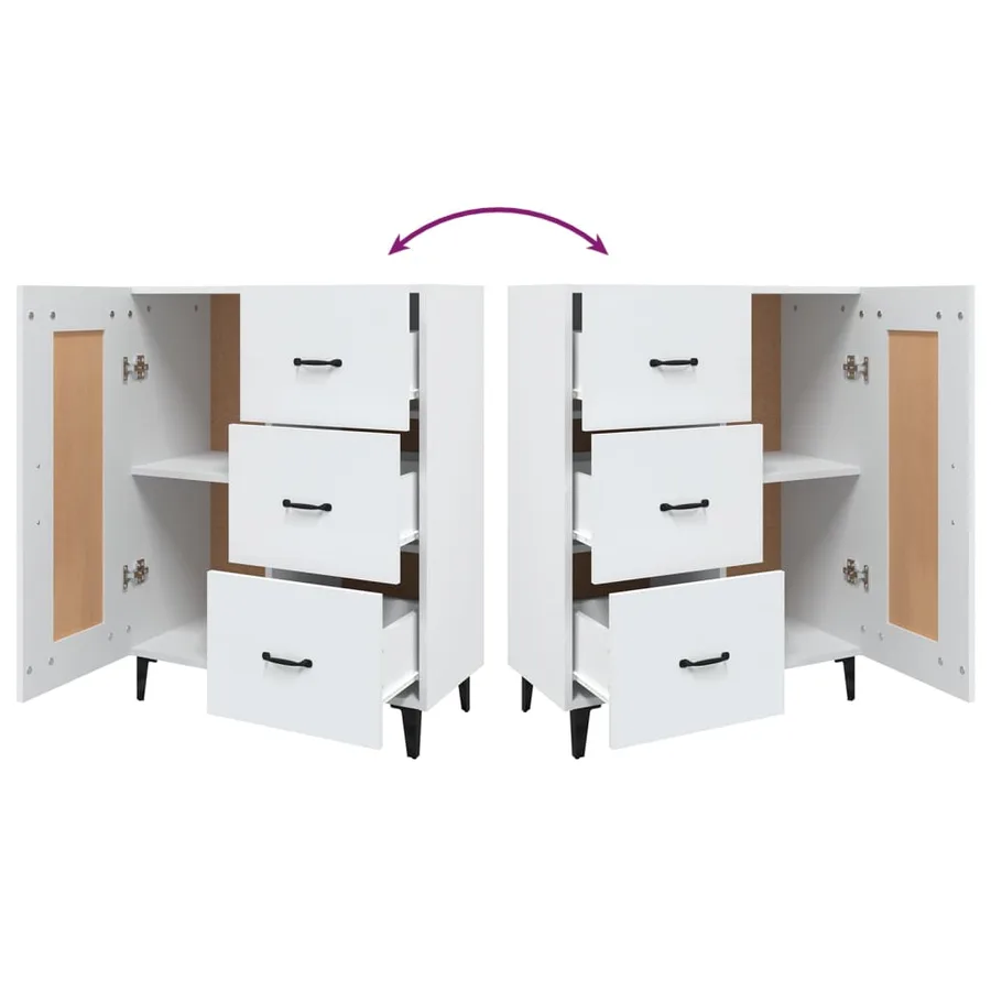 Buffet Blanc 69,5x34x90 cm Bois d'ingénierie - 9