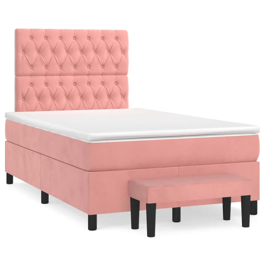 Sommier à lattes de lit avec matelas Rose 120x200 cm Velours - 2