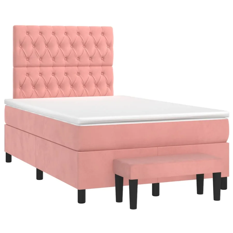 Sommier à lattes de lit avec matelas Rose 120x200 cm Velours - 3