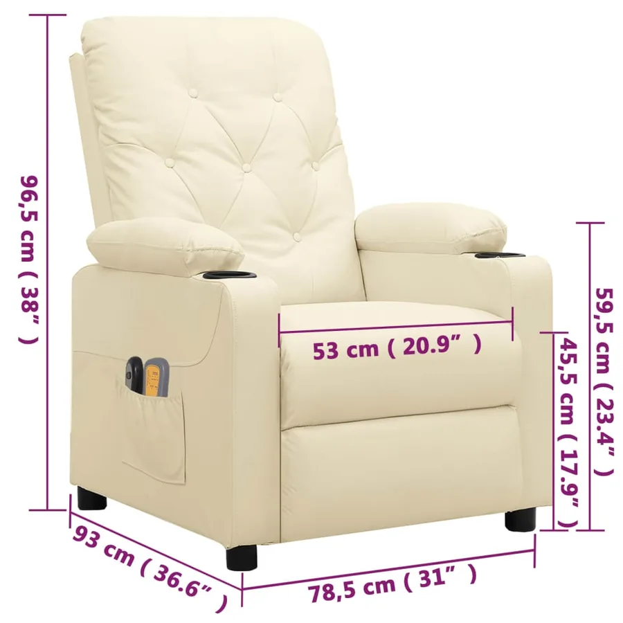 Fauteuil de massage électrique Crème Similicuir - 13