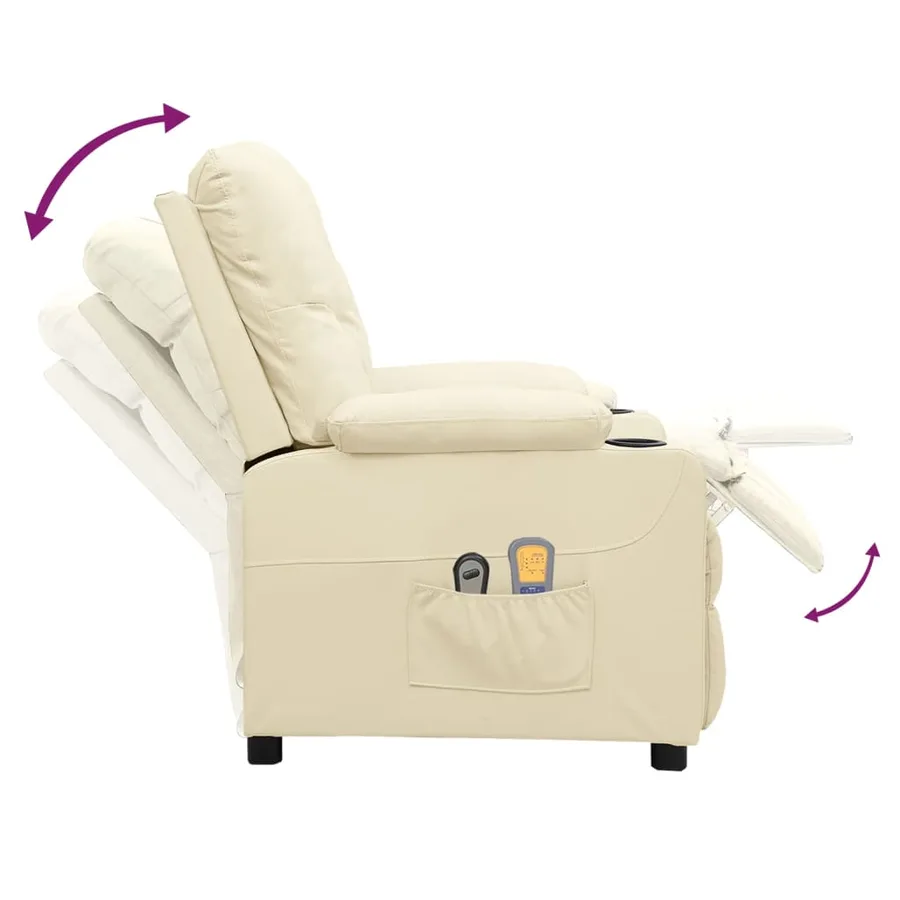 Fauteuil de massage électrique Crème Similicuir - 6