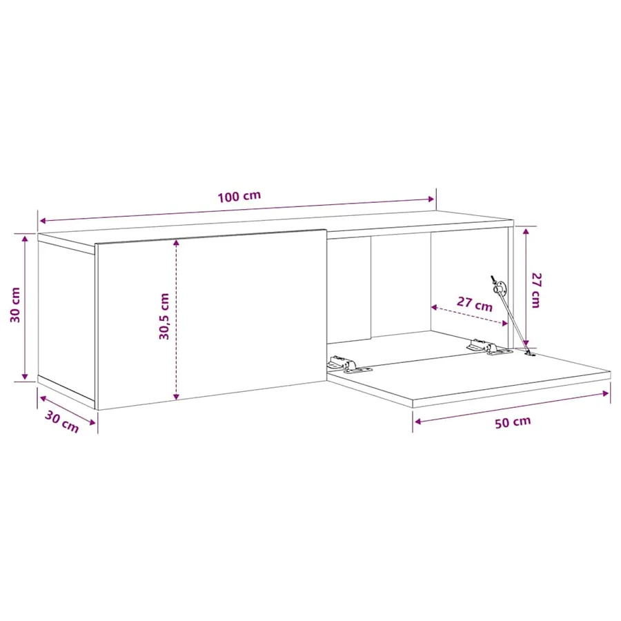 Armoire murale TV Sonoma gris 100x30x30 cm Bois d'ingénierie - 8