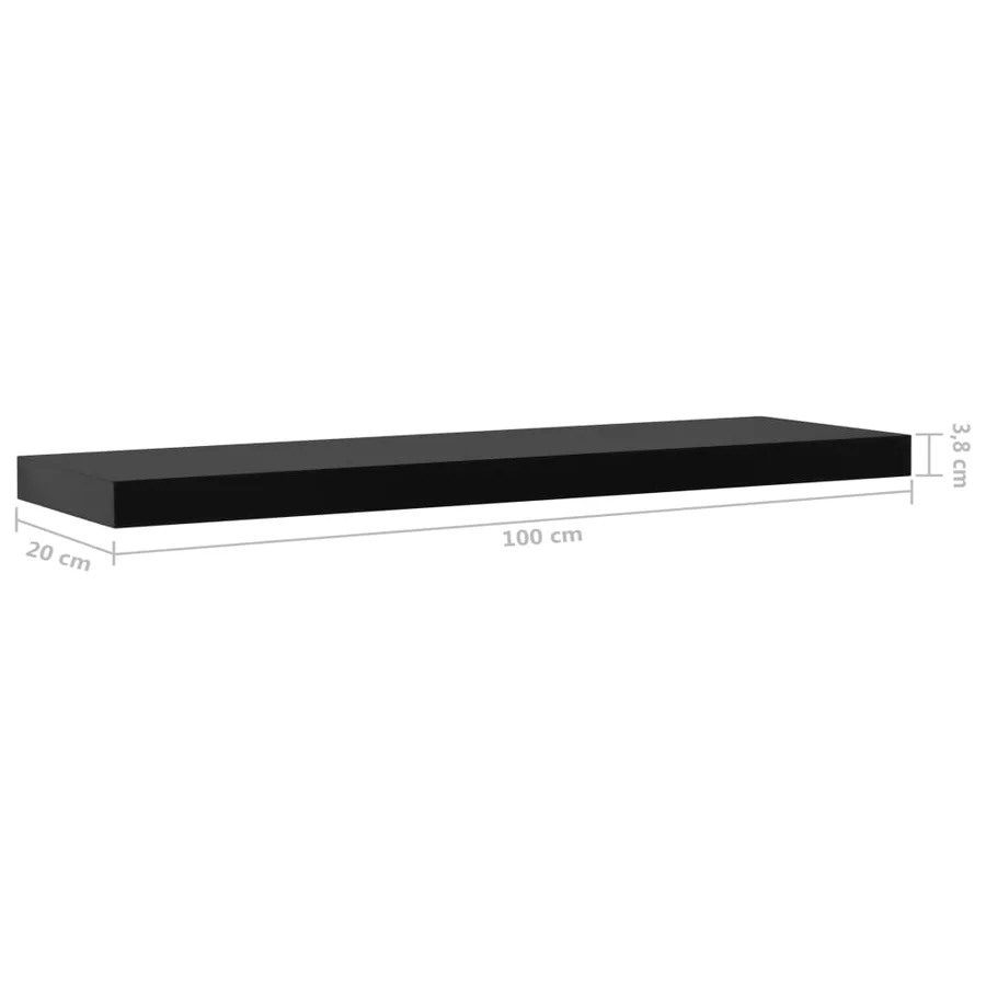 Étagères murales flottantes 2 pcs Noir 100x20x3,8 cm - 6