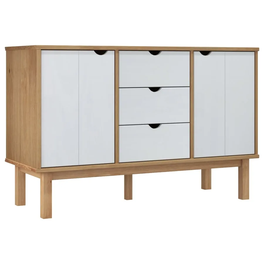 Buffet OTTA Marron et blanc 113,5x43x73 cm Bois massif pin - 2