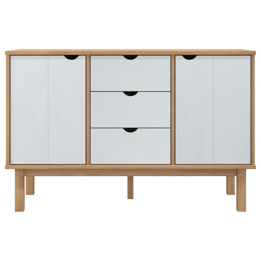 Buffet OTTA Marron et blanc 113,5x43x73 cm Bois massif pin - 3