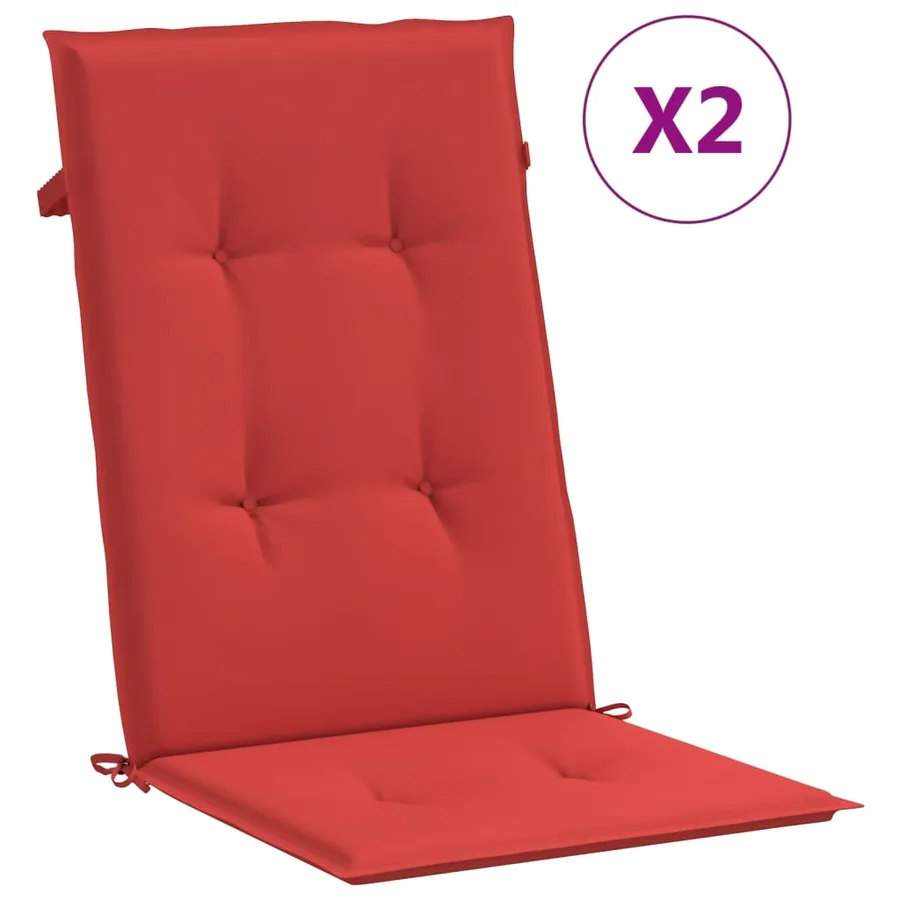Coussins de chaise de jardin dossier haut lot de 2 rouge tissu - 2