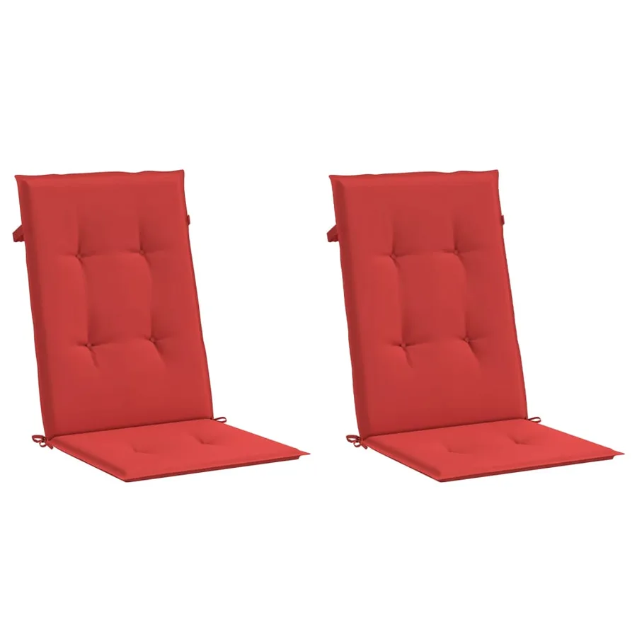 Coussins de chaise de jardin dossier haut lot de 2 rouge tissu - 3