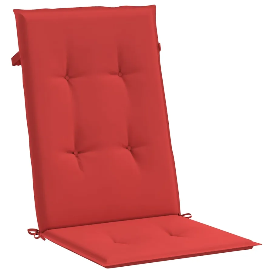 Coussins de chaise de jardin dossier haut lot de 2 rouge tissu - 5