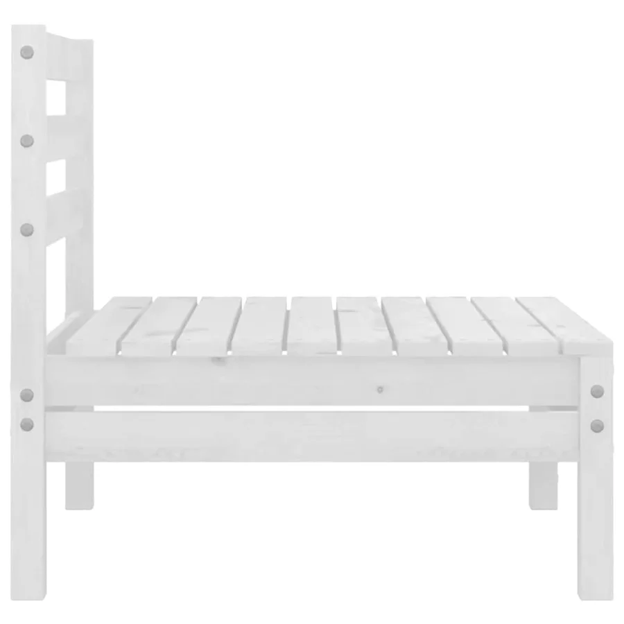 Salon de jardin 7 pcs Blanc Bois de pin massif - 14