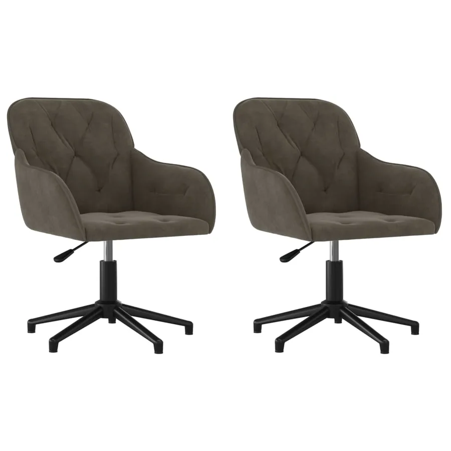 Chaises pivotantes à manger lot de 2 Gris foncé Velours - 2