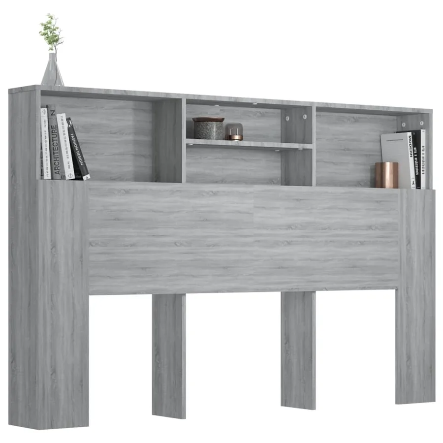 Armoire de tête de lit Sonoma gris 160x19x103,5 cm - 4