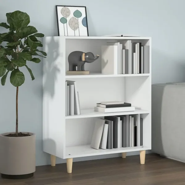 Buffet Blanc brillant 69,5x32,5x90 cm Bois d'ingénierie