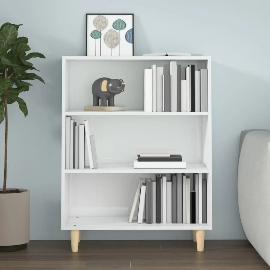 Buffet Blanc brillant 69,5x32,5x90 cm Bois d'ingénierie - 5