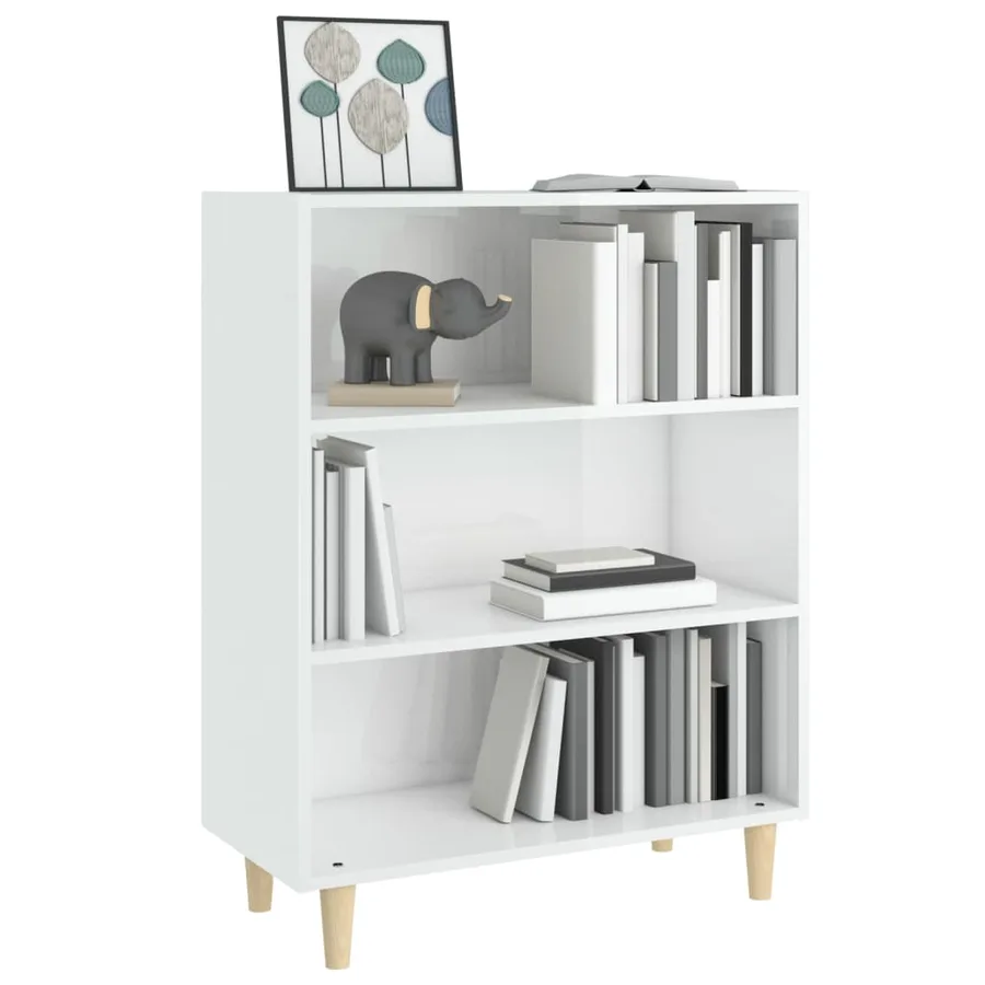 Buffet Blanc brillant 69,5x32,5x90 cm Bois d'ingénierie - 6