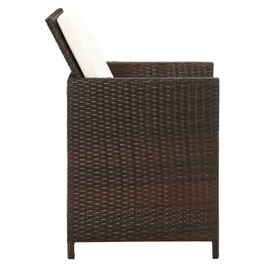 Chaises de jardin avec coussins lot de 4 Résine tressée Marron - 4