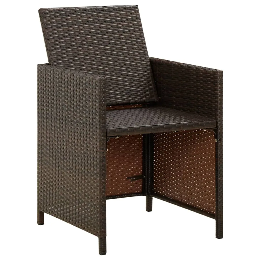 Chaises de jardin avec coussins lot de 4 Résine tressée Marron - 6