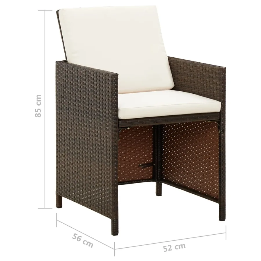 Chaises de jardin avec coussins lot de 4 Résine tressée Marron - 8
