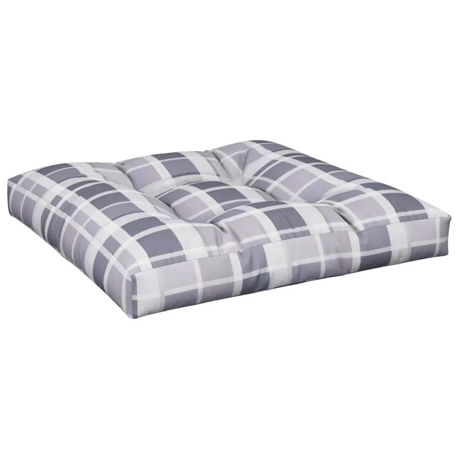 Coussins de palette lot de 2 motif à carreaux gris tissu - 4