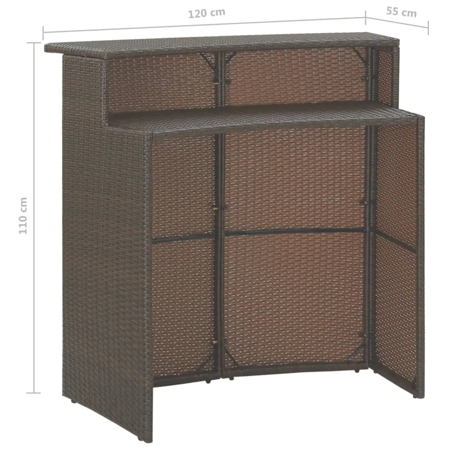 Meubles de bar de jardin 3pcs et coussins Résine tressée Marron - 10