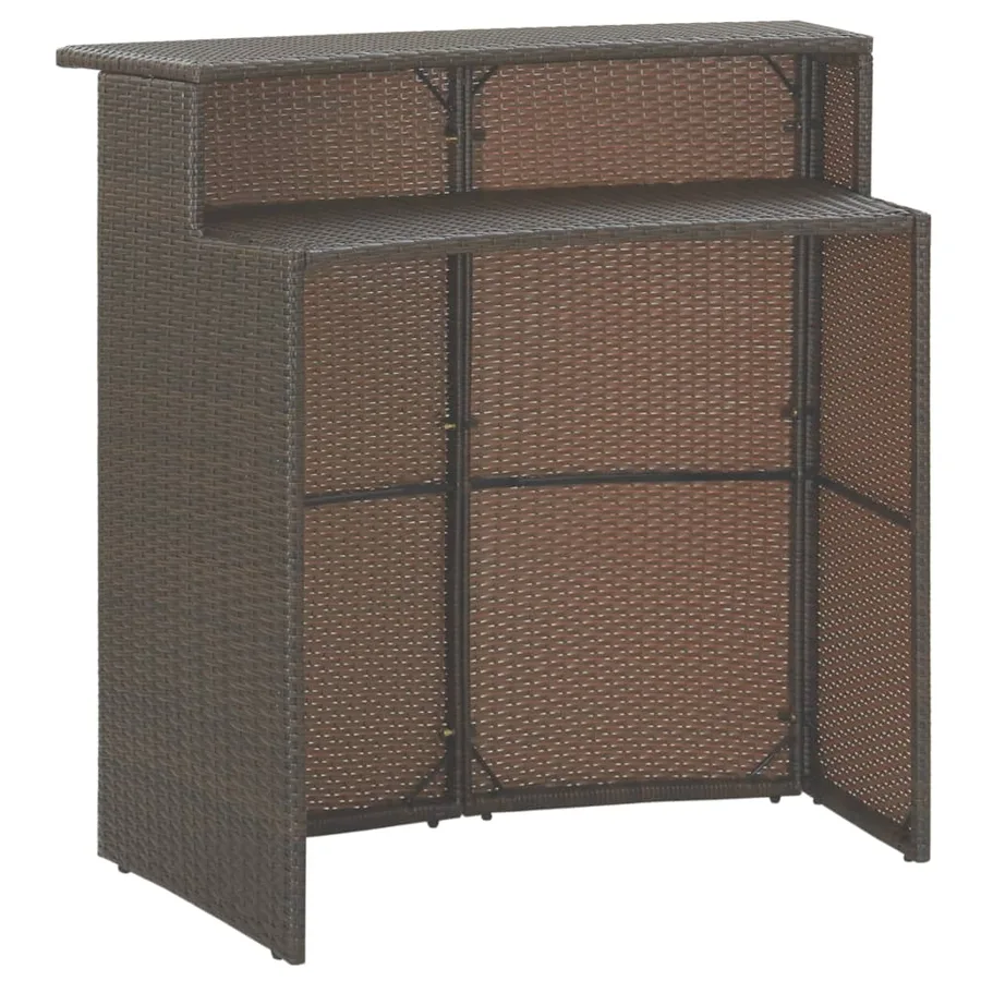 Meubles de bar de jardin 3pcs et coussins Résine tressée Marron - 6