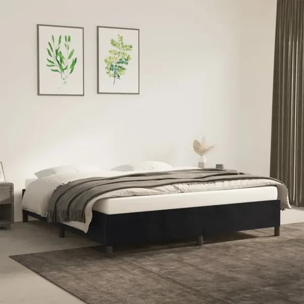 Cadre de lit sans matelas noir 160x200 cm velours