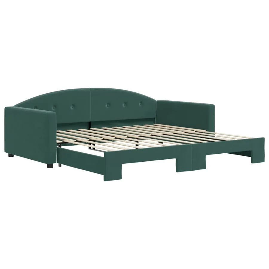 Lit de jour avec gigogne sans matelas vert foncé 100x200 cm - 2