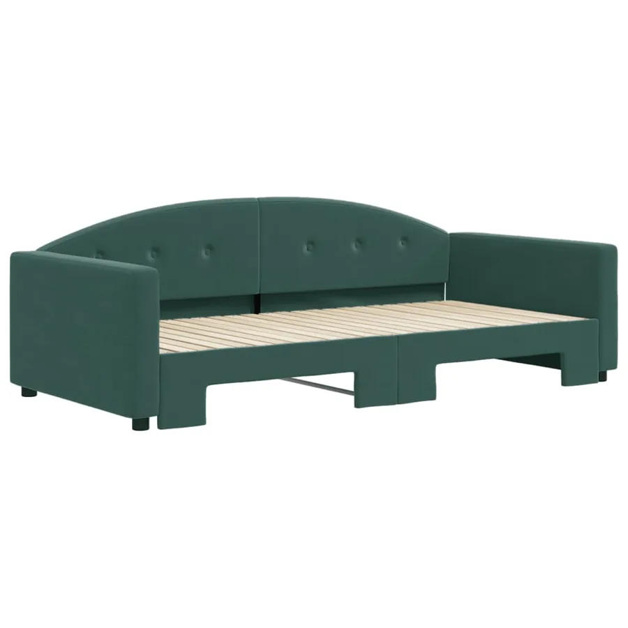 Lit de jour avec gigogne sans matelas vert foncé 100x200 cm - 3