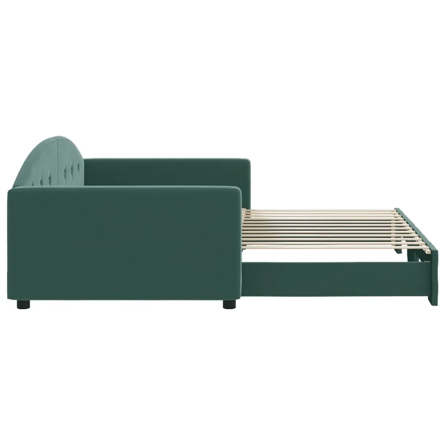 Lit de jour avec gigogne sans matelas vert foncé 100x200 cm - 4