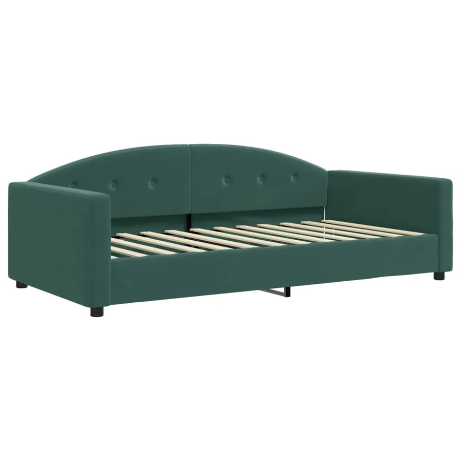 Lit de jour avec gigogne sans matelas vert foncé 100x200 cm - 6