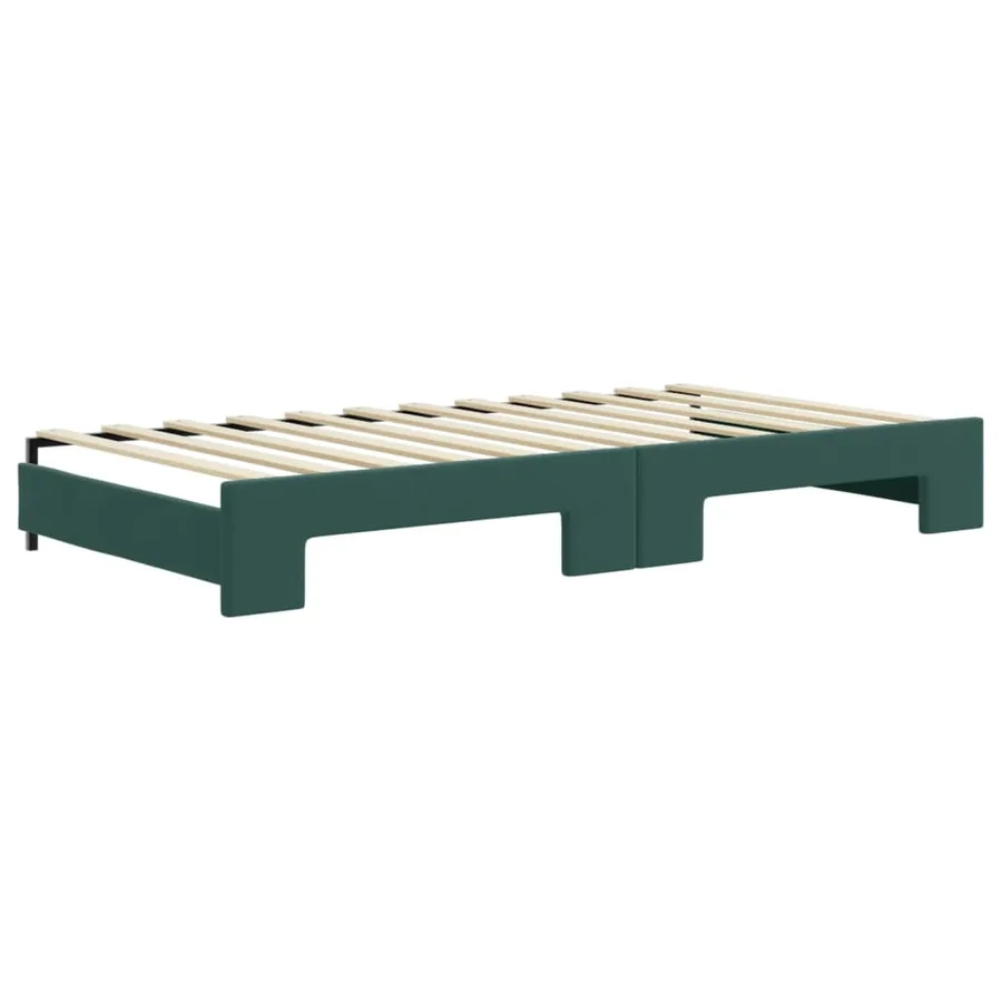 Lit de jour avec gigogne sans matelas vert foncé 100x200 cm - 7