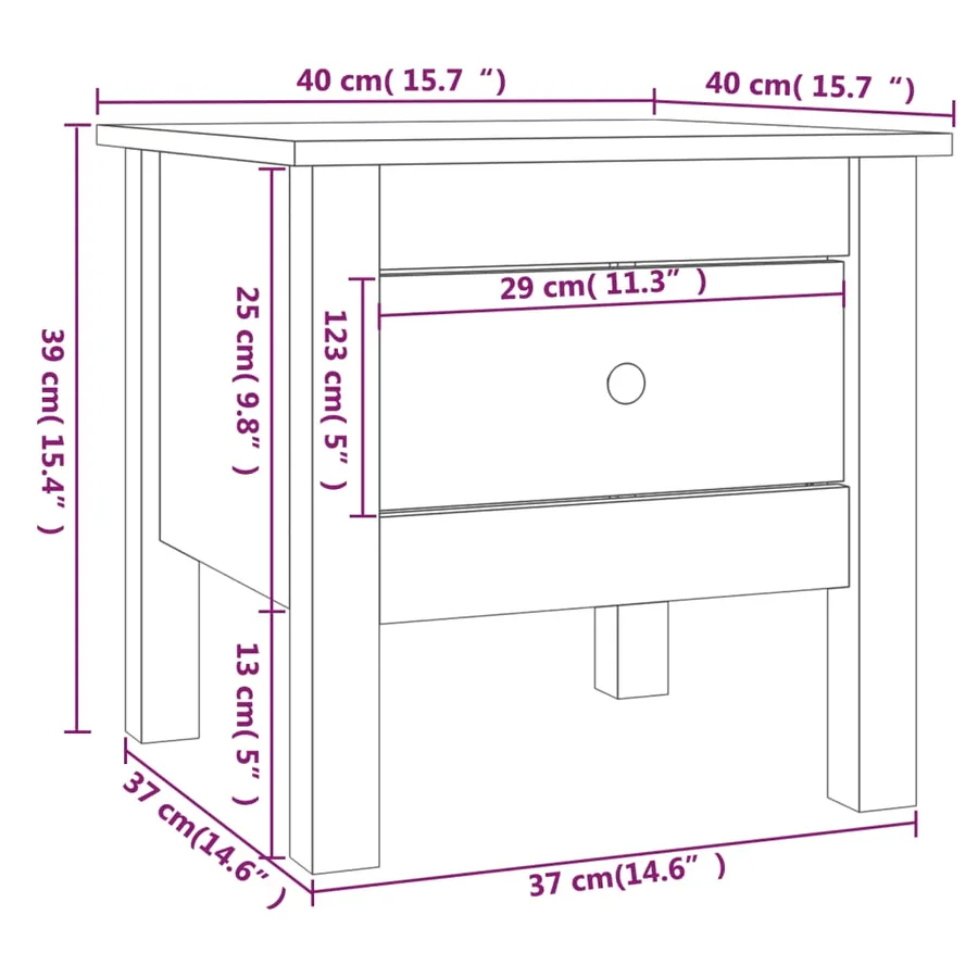 Tables d'appoint 2 pcs Noir 40x40x39 cm Bois massif de pin - 12