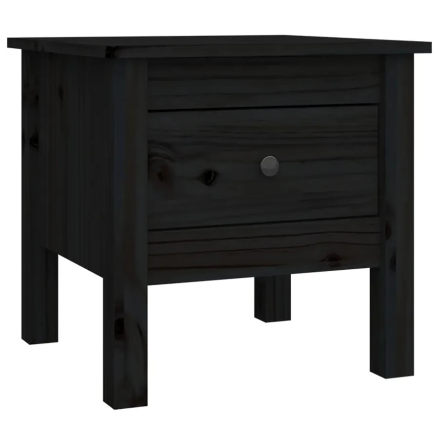 Tables d'appoint 2 pcs Noir 40x40x39 cm Bois massif de pin - 7