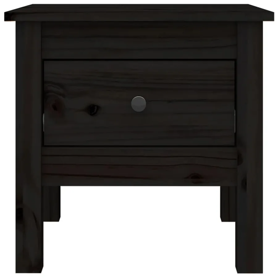 Tables d'appoint 2 pcs Noir 40x40x39 cm Bois massif de pin - 8