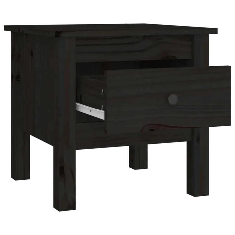 Tables d'appoint 2 pcs Noir 40x40x39 cm Bois massif de pin - 9