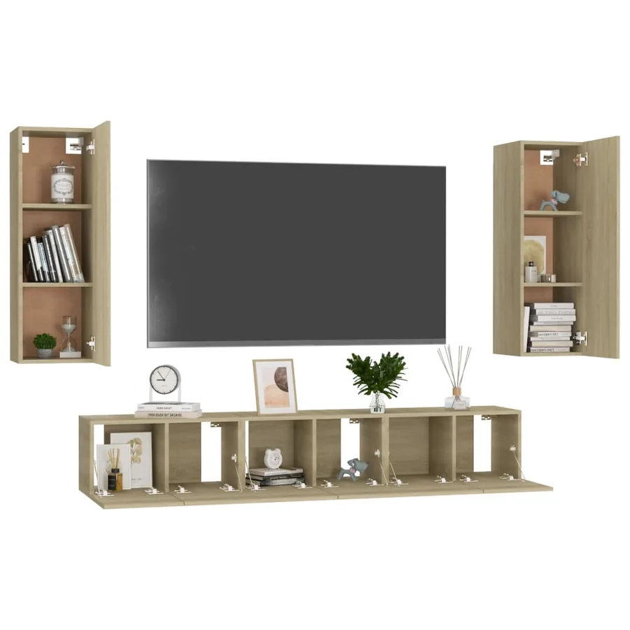 Ensemble de meubles TV 5 pcs Chêne sonoma Bois d'ingénierie - 3