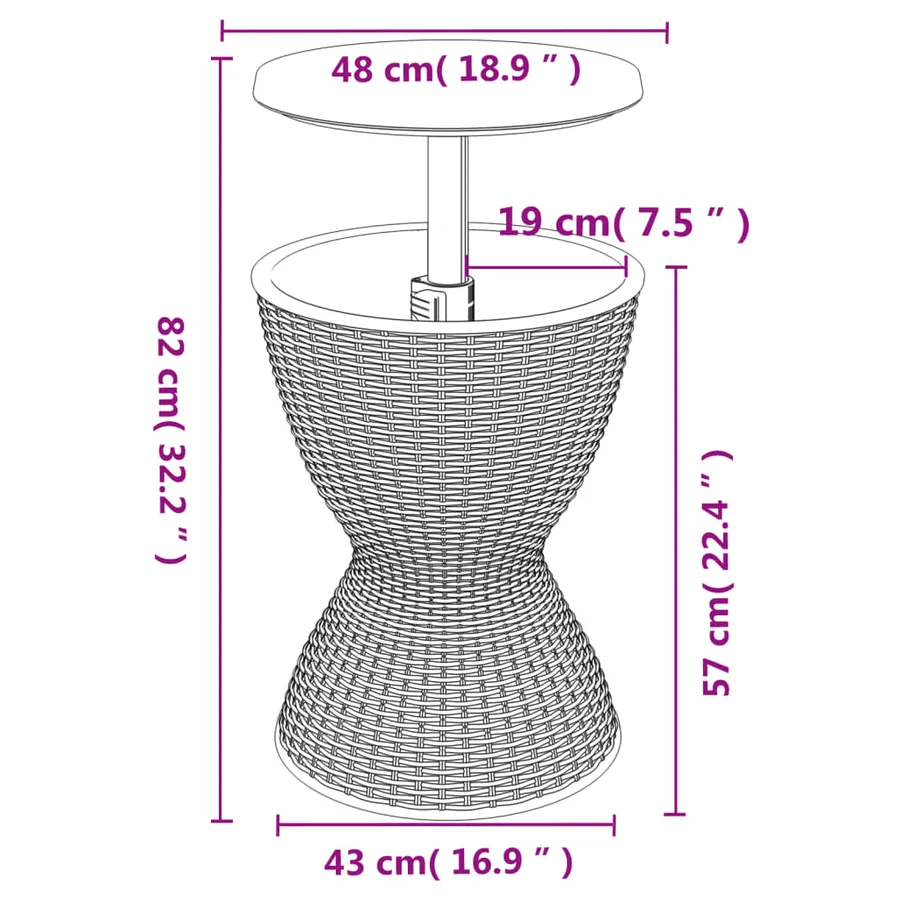 Table à glacière 3 en 1 marron clair polypropylène - 7